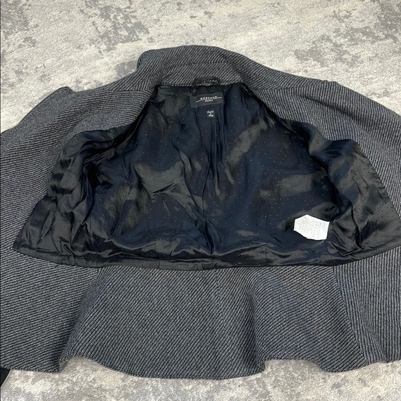 Weekend MaxMara Mixed Media Biker Jacket Moto Gray Black Vegan Faux Leather Wool - Picture 6 of 10